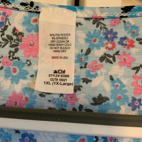 Ladies Plus Light Blue Floral Casual Blouse - 1X - 2X - 3X - Picture 8 of 10